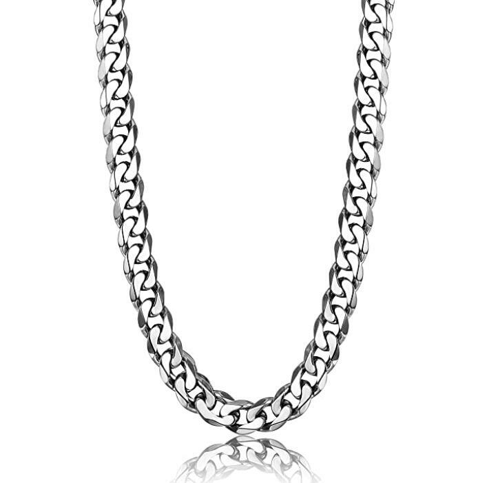 Silver Stainless Steel Necklace Curb Link Chain For Mens Cool Jewelry 8mm 24”