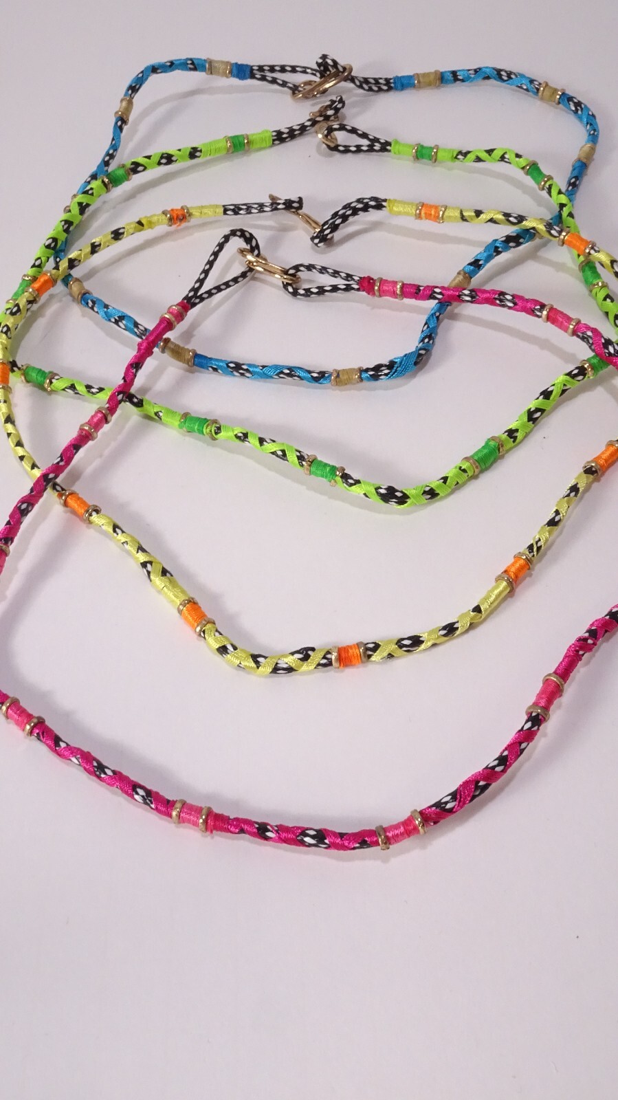 GAP Friendship Necklace BLK Turq rope String Silver layer Necklace NWT $17.95