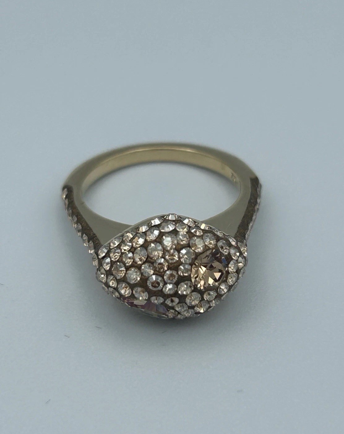 Atelier Swarovski Core Collection Moselle Stacking Gold Plated Dome Ring Sz 52/6