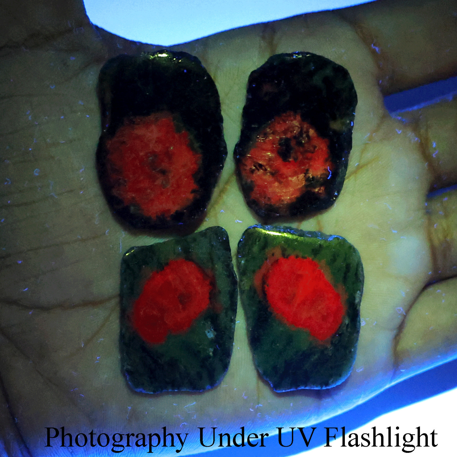 4 PC~ 2 Pairs Natural Ruby In Zoisite 32mm-35mm Matching Slices Gemstones Parcel