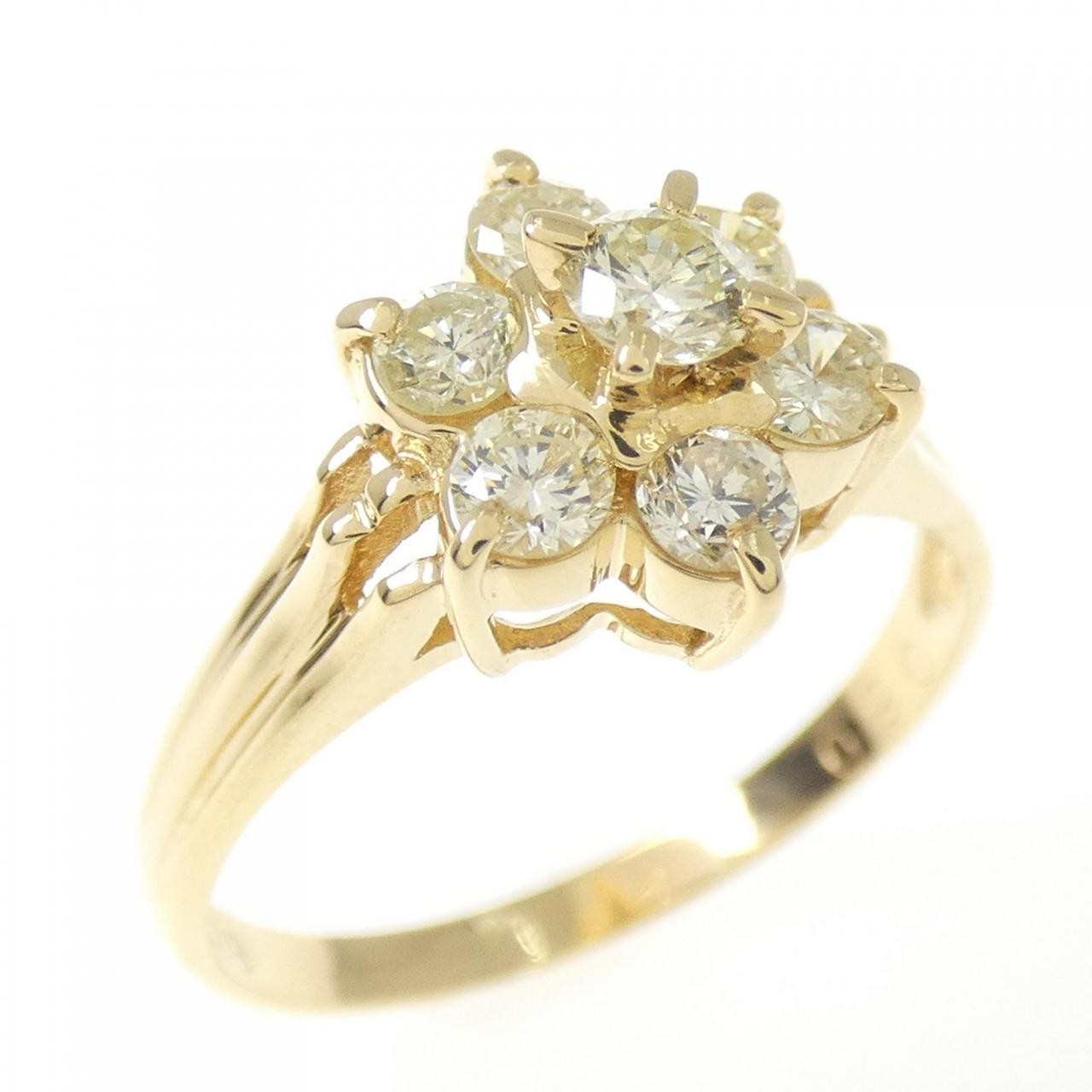 Authentic K18YG Flower Diamond Ring 0.50CT #260-007-960-6684