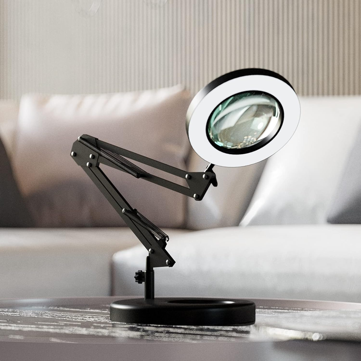 10X Magnifying Glass with Light, 1,800 Lumens Stepless Dimmable, 3 Color Modes,