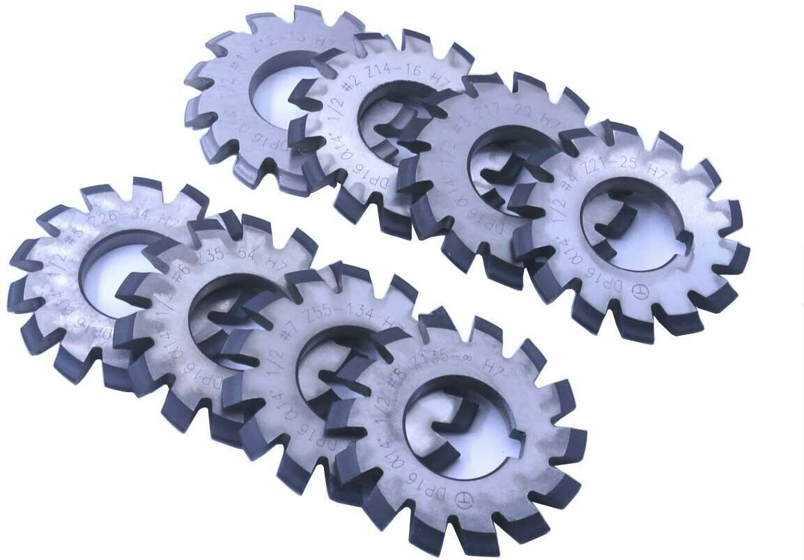 Dp16 PA14-1/2 Involute Gear Cutters and 1pc 7/16 Inch 22mm R8 Shank Holder 8pcs