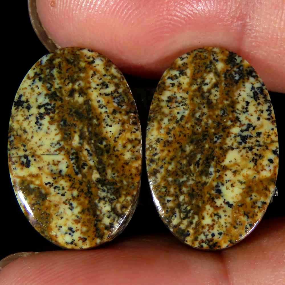 23.80Cts.100% Natural Designer Picture Jasper Oval 13x20x4mm cab Pair Gemstone