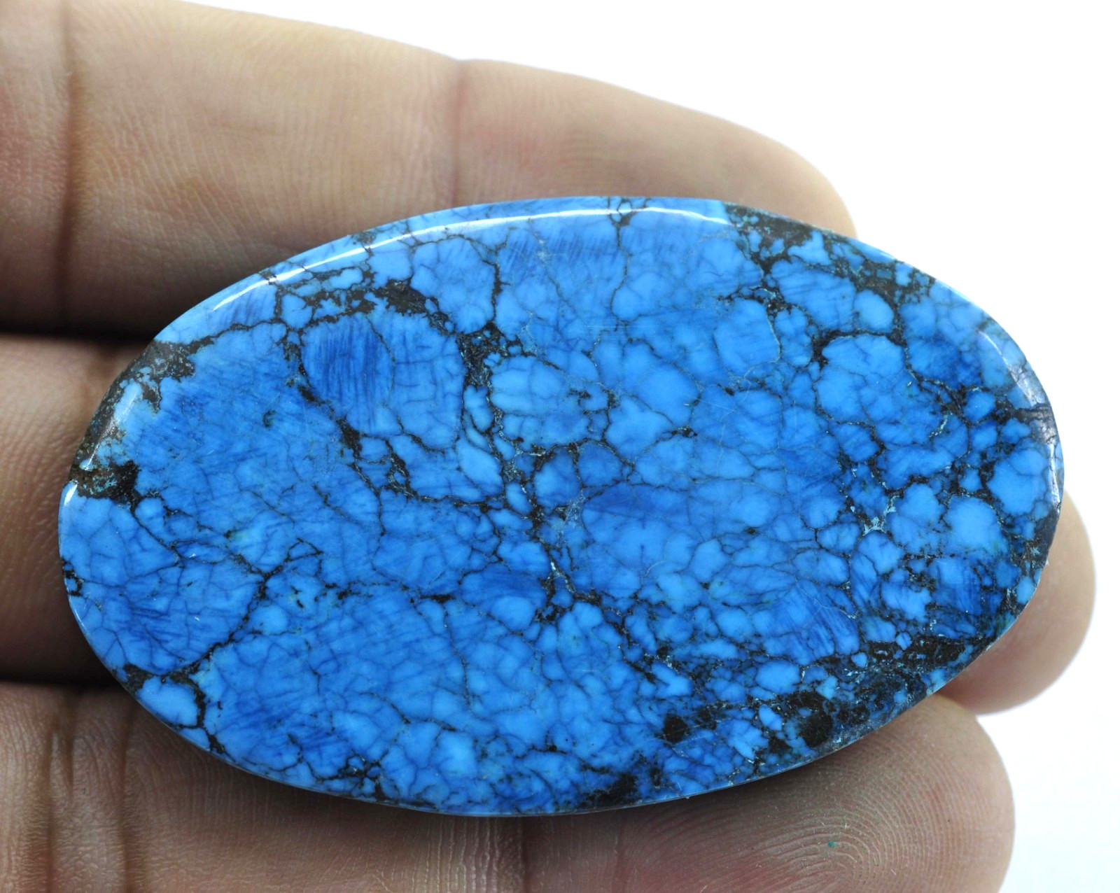 Natural 104.70Ct Certified Untreated Spiderweb Turquoise Oval Cut Loose Gemstone
