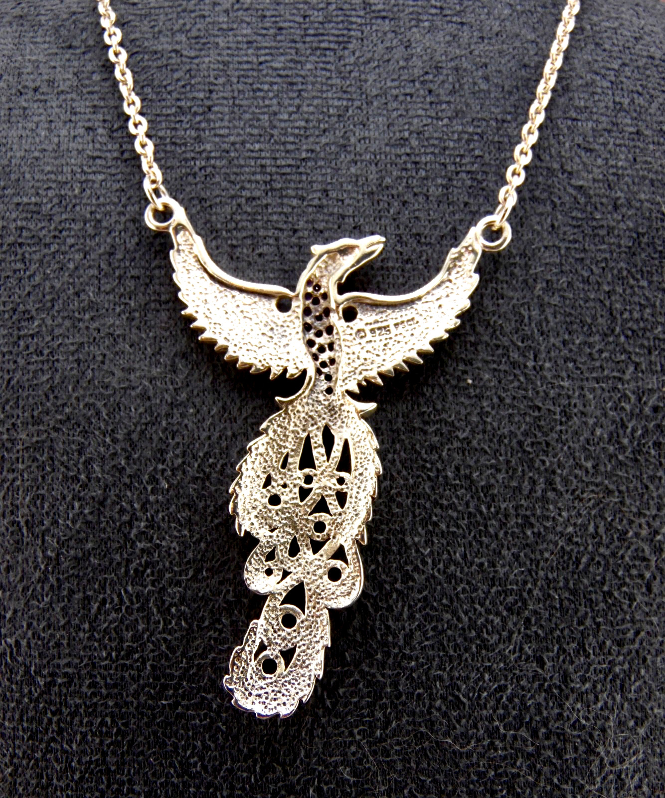 Peter Stone Sterling Phoenix Necklace Pendant “Honor Thy Flying Phoenix” 925