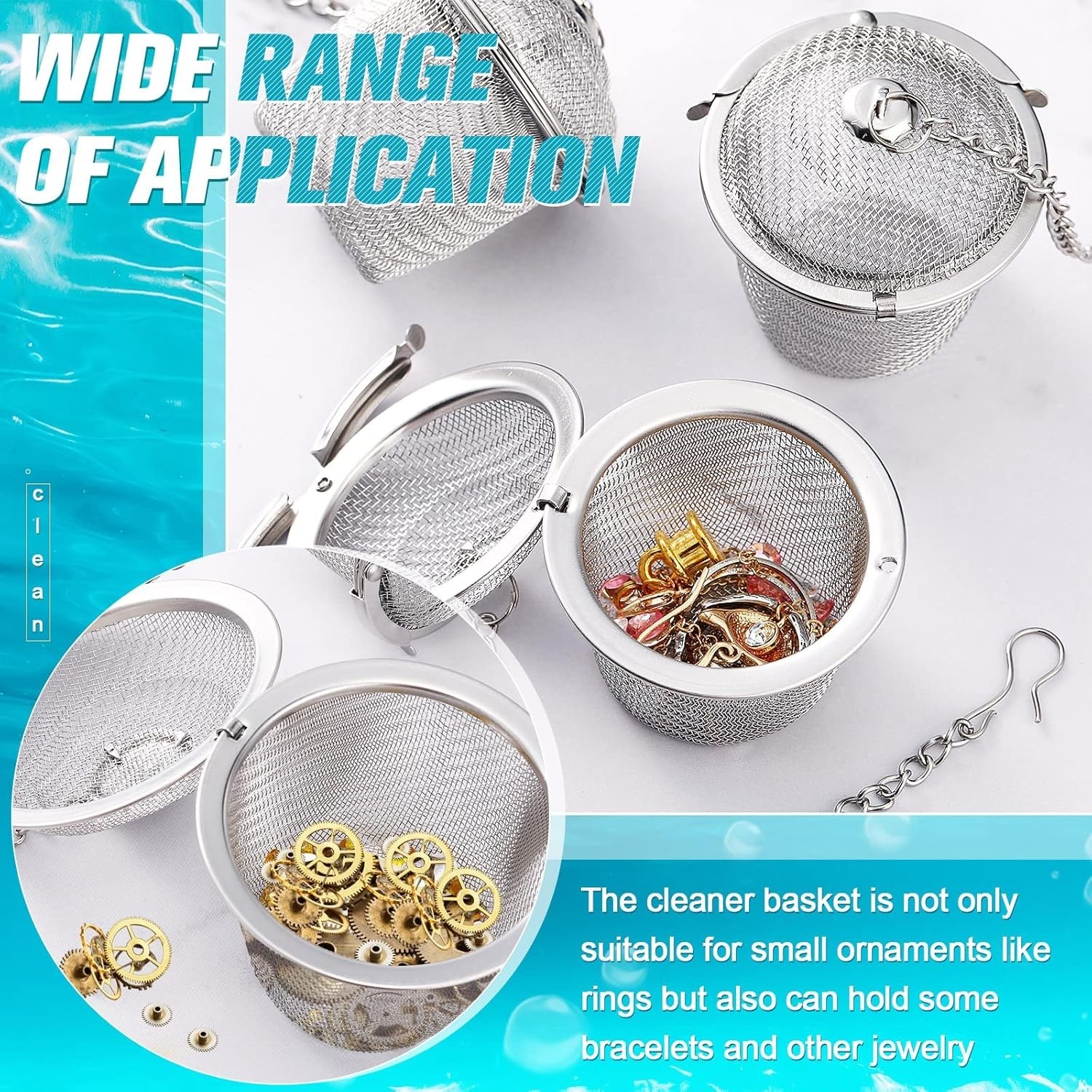 6 Pcs Jewelry Cleaner Baskets Stainless Steel Jewelry Steam Cleaner Baskets for