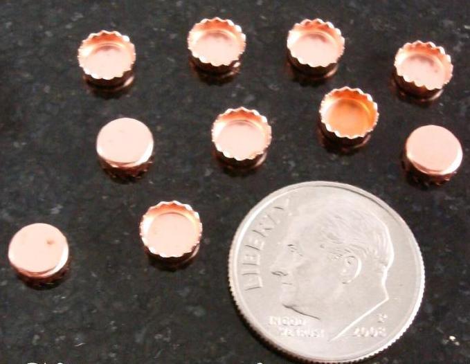 Bezel cups copper 5mm round machine made serrated edge 10 bezel cups BC023