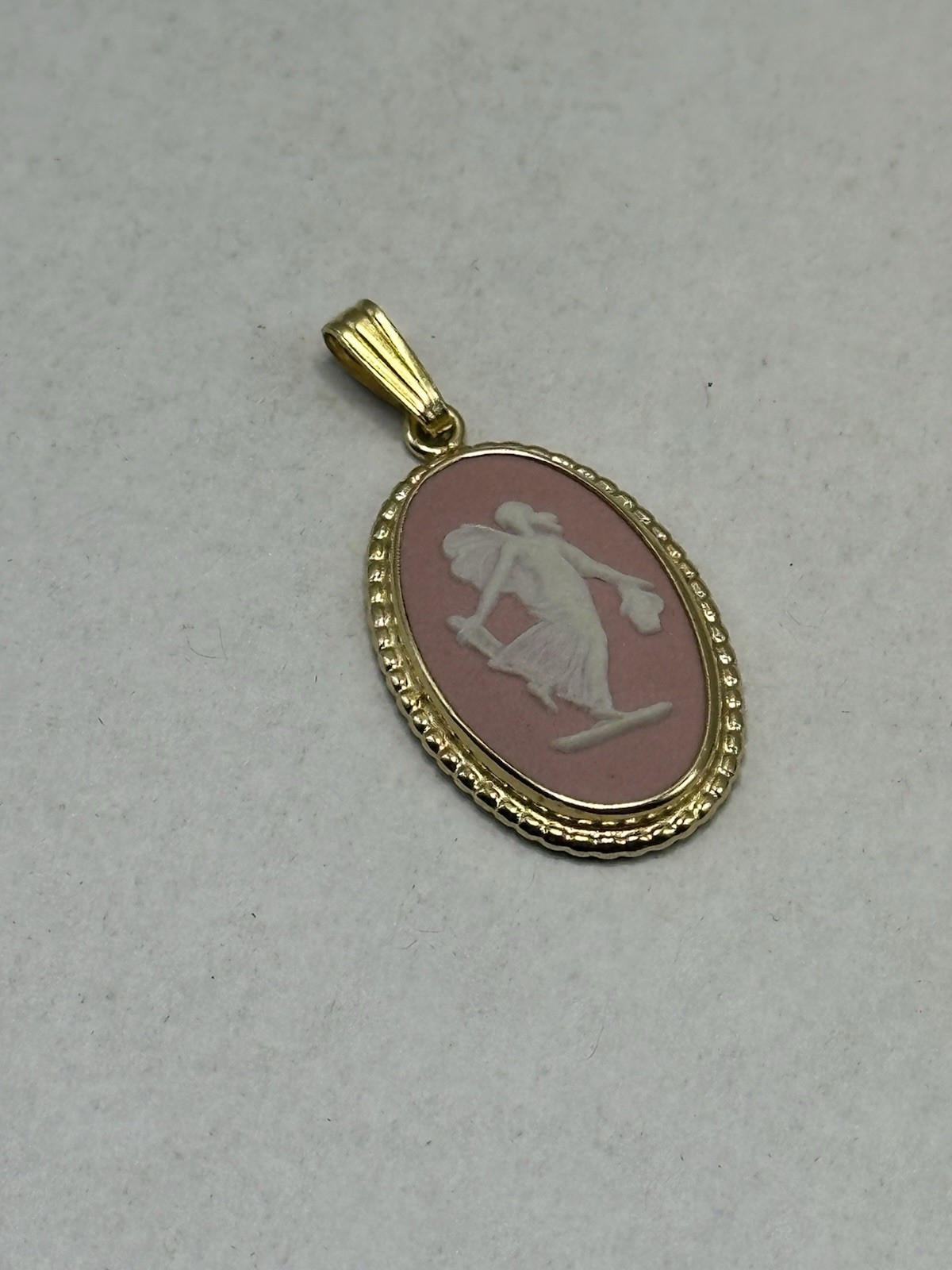 Vintage Wedgwood Pink Jasperware Pendant Classical Maiden Van Dell