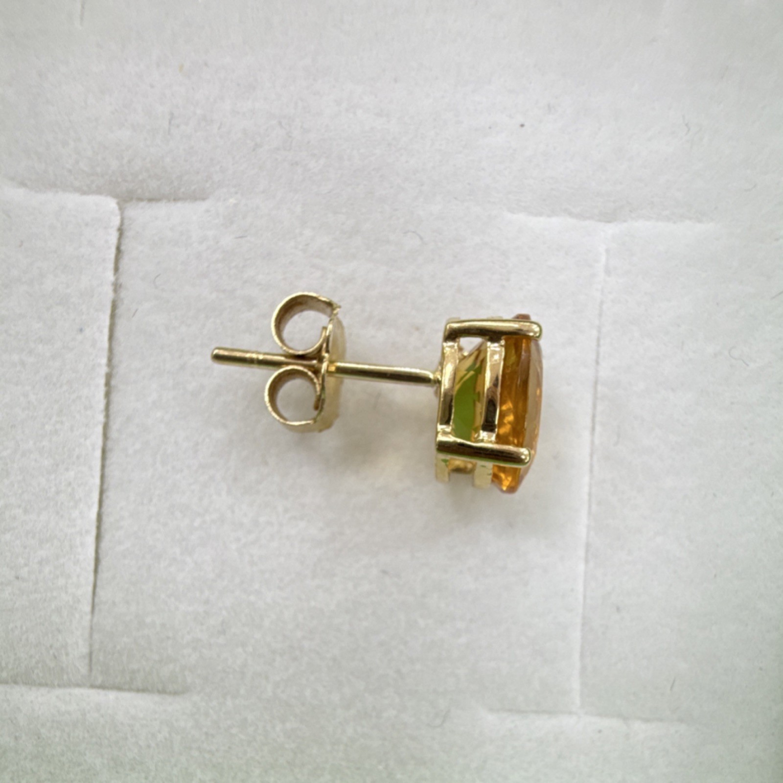 14k Yellow Gold Oval Citrine with diamond Stud Earrings Butterfly push back
