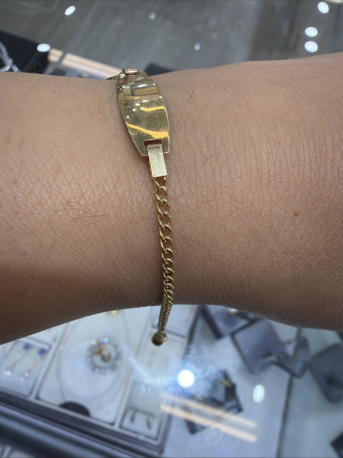 14 K Solid Yellow Gold Baby Bracelet With Rainbow 6.5 Inches