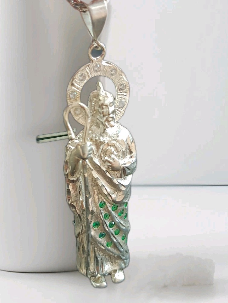 Dije San Judas Tadeo Grande Plata Mexicana 925 Sterling Silver Saint Jude