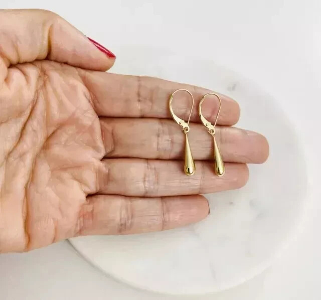 Delicate Vintage Estate Women’s Teardrop Earring 14K Yellow Gold Plated