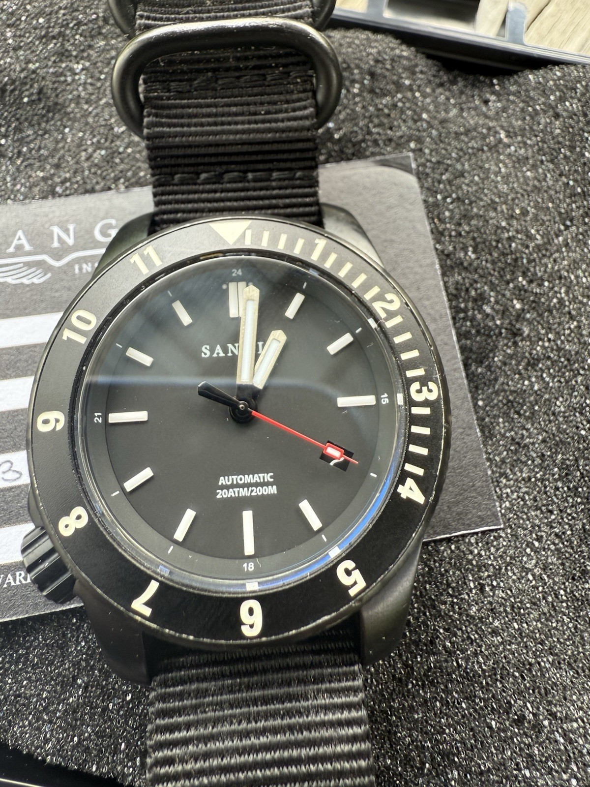 Sangin Instruments Atlas Automatic Watch DLC Stainless Steel 20 ATM