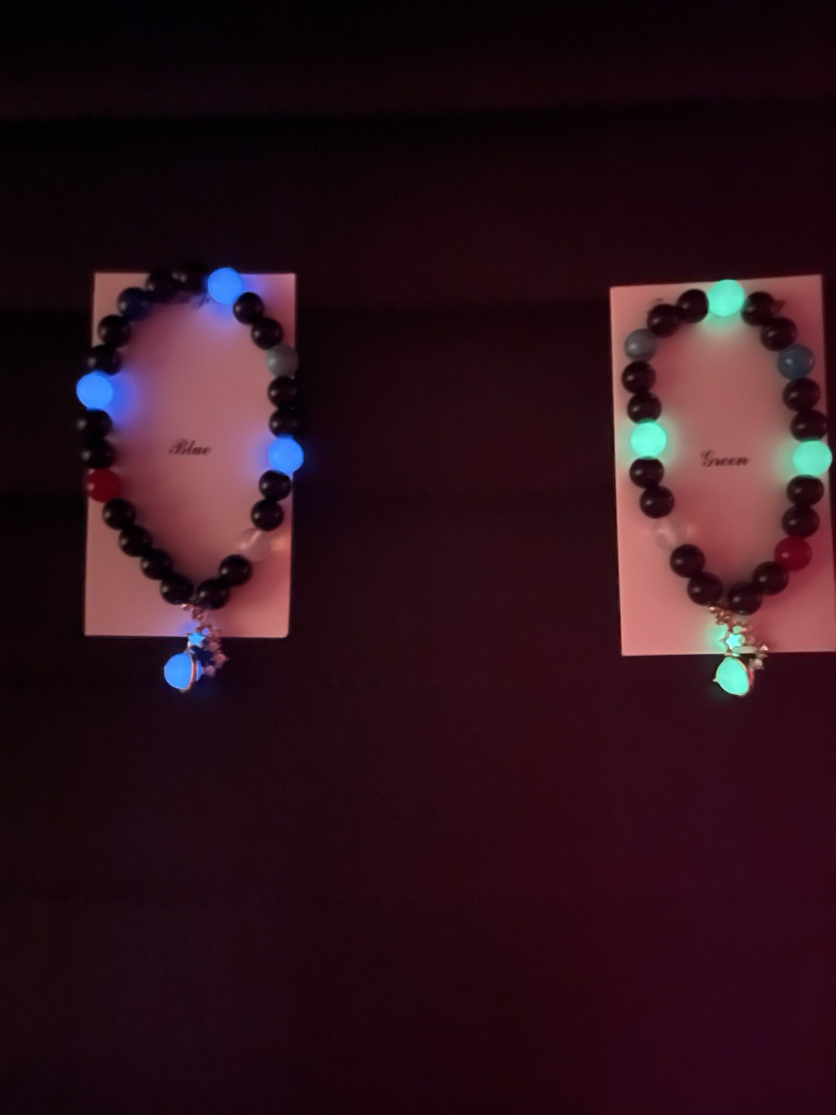 2Pcs Luminous Planet Star Beaded Bracelet Glow in The Dark Couple Bracelets