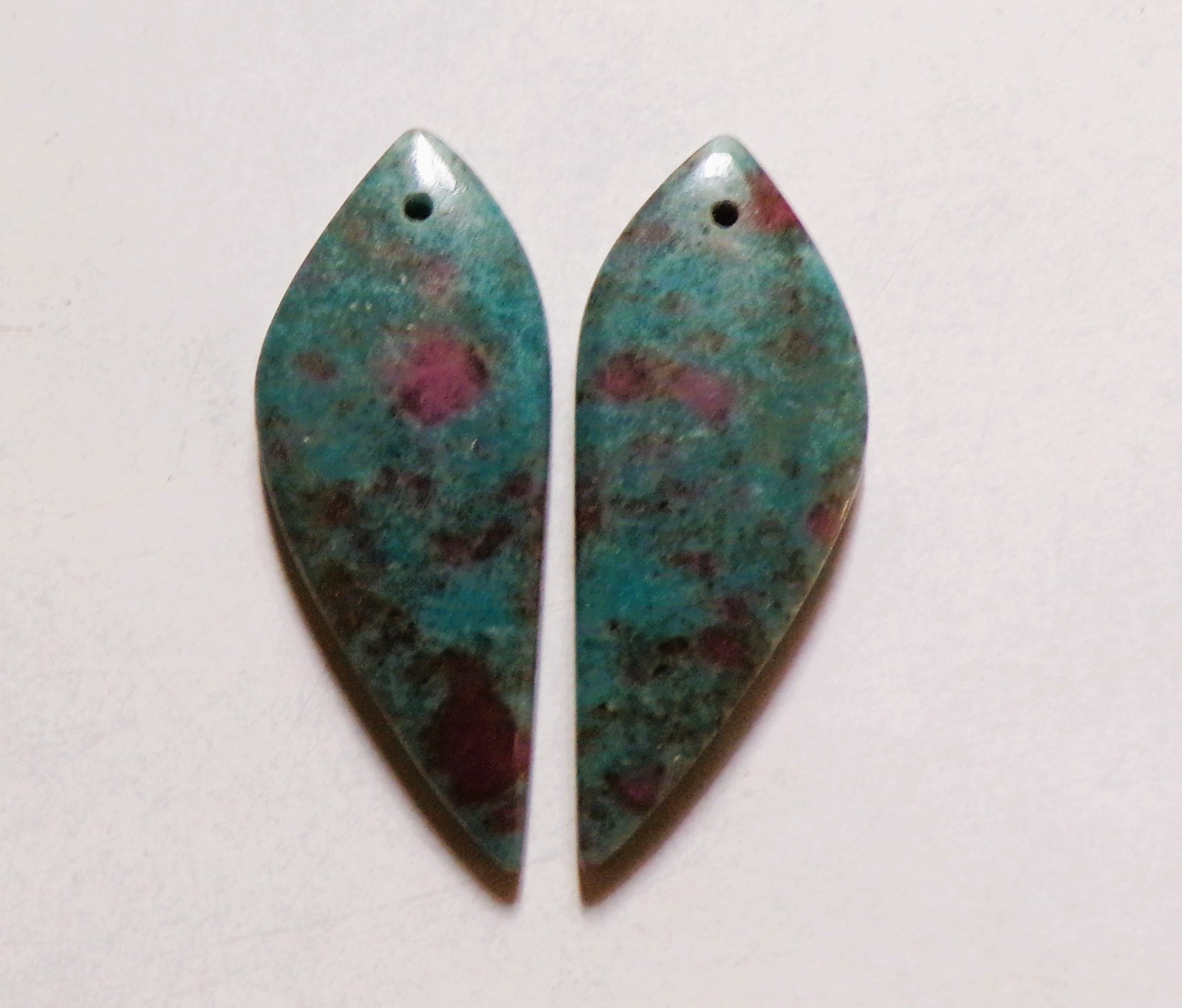 30.25 Cts Natural Kyanite Ruby Drilled Cabochon Match Pair Gemstone 33X13MM 01