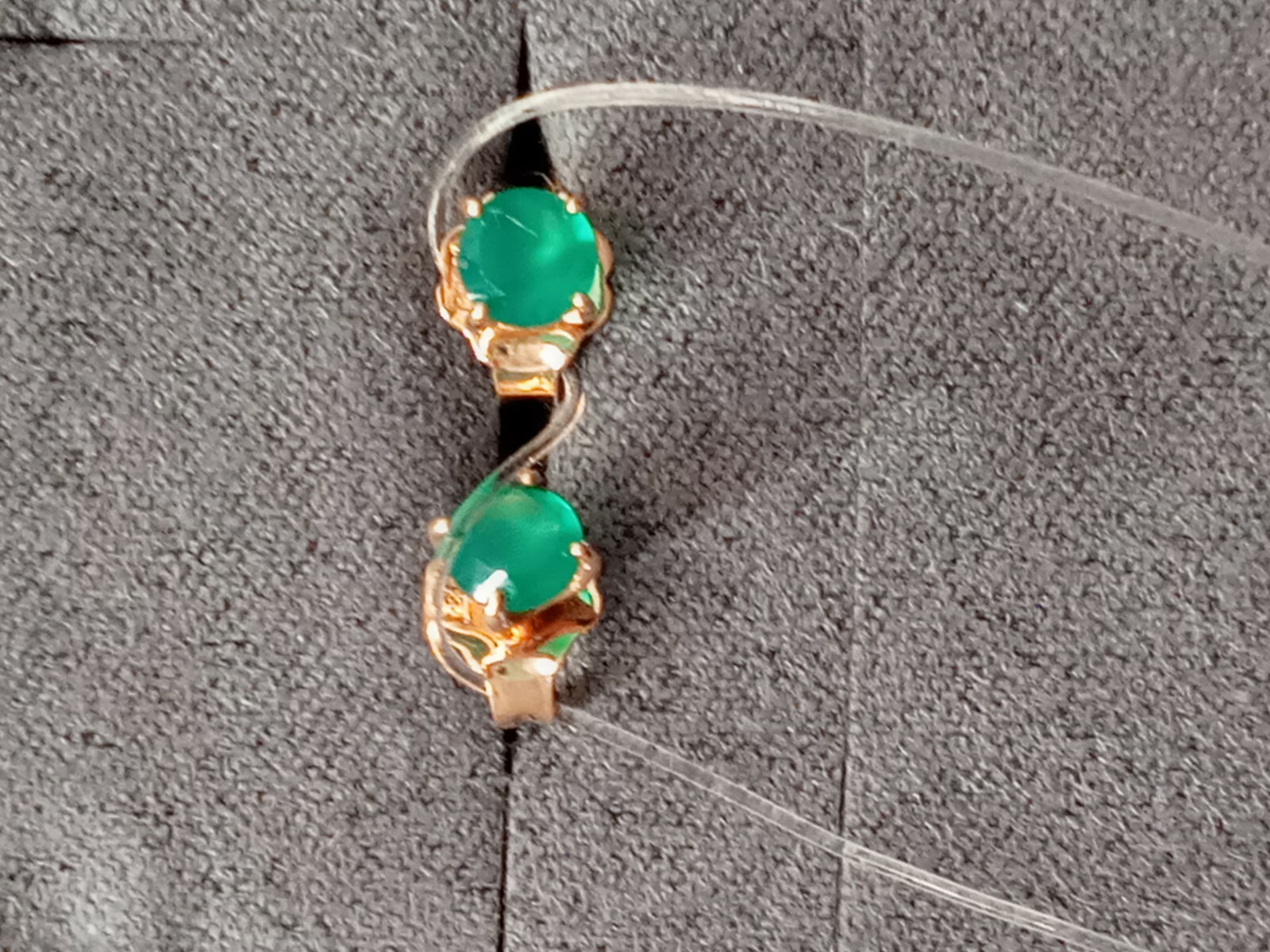 14K Solid ( Stamped Not Plated) Rose Gold Earrings With Green Natural Agate