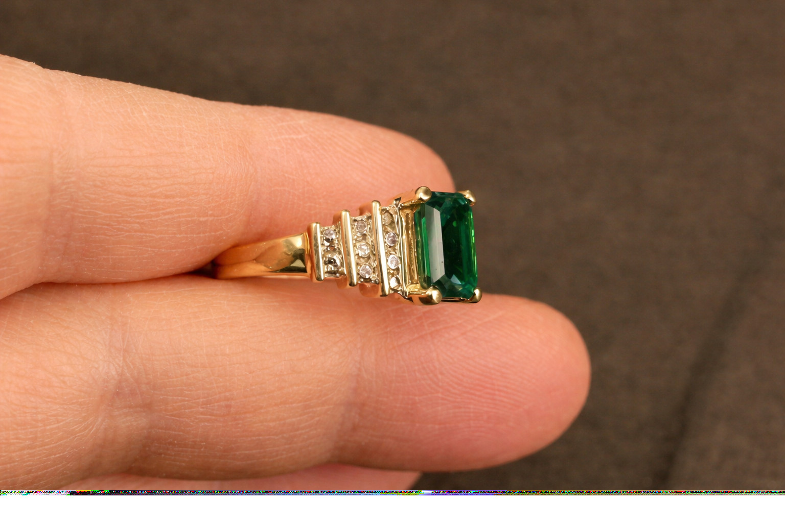 3.20 Ct Emerald Cut Natural Emerald Diamond Engagement Ring 14K Yellow Gold Sz 8