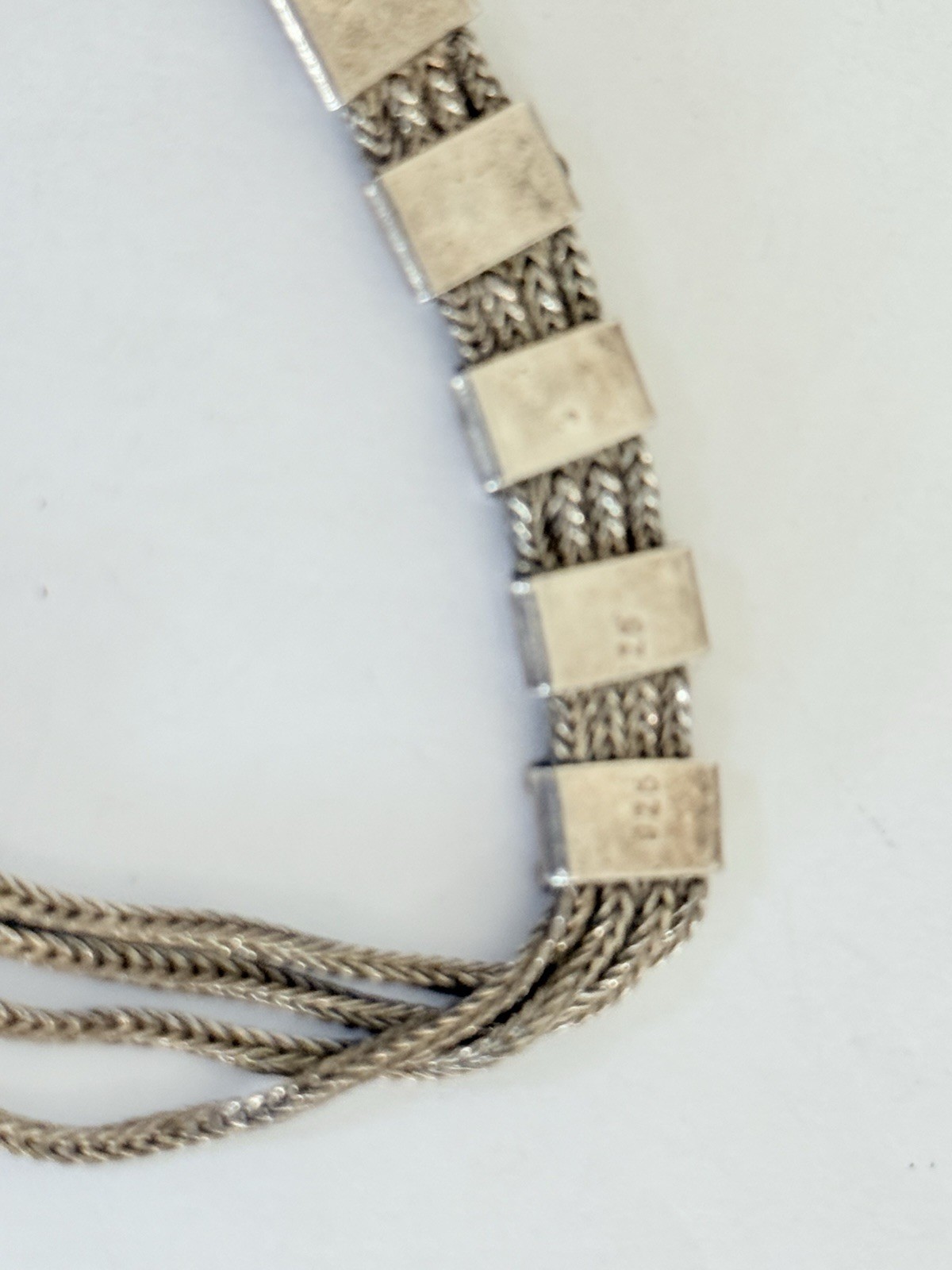 Vintage Turkish Foxtail Multi Strands Chain Sterling Silver 925 Link Bracelet