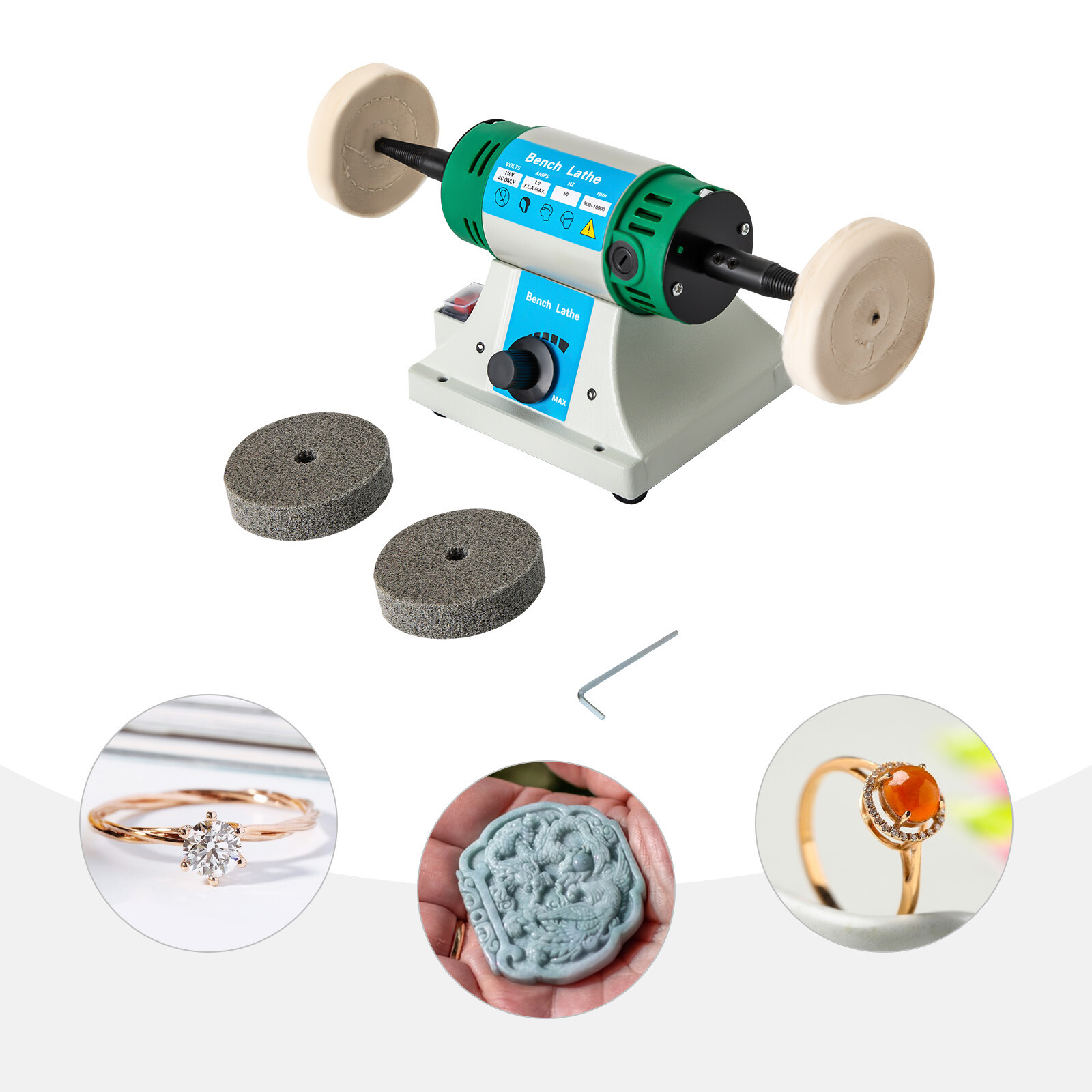 Variable Speed Bench Grinder Jewelry Polisher Polishing Machine Craft Buffing US