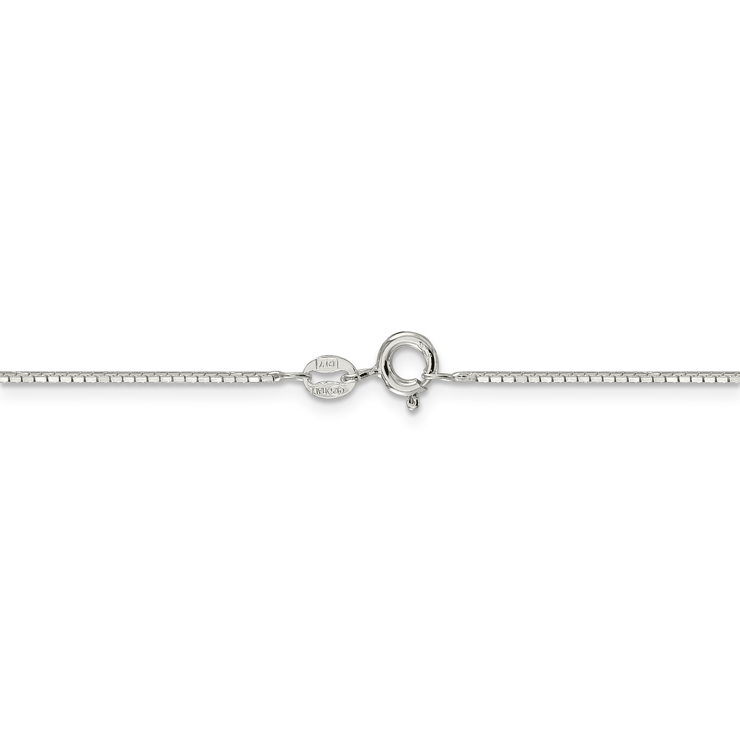 Sterling Silver 0.90mm 8 Sided D/C Mirror Box Chain w/ Spring Ring 16″ – 24″