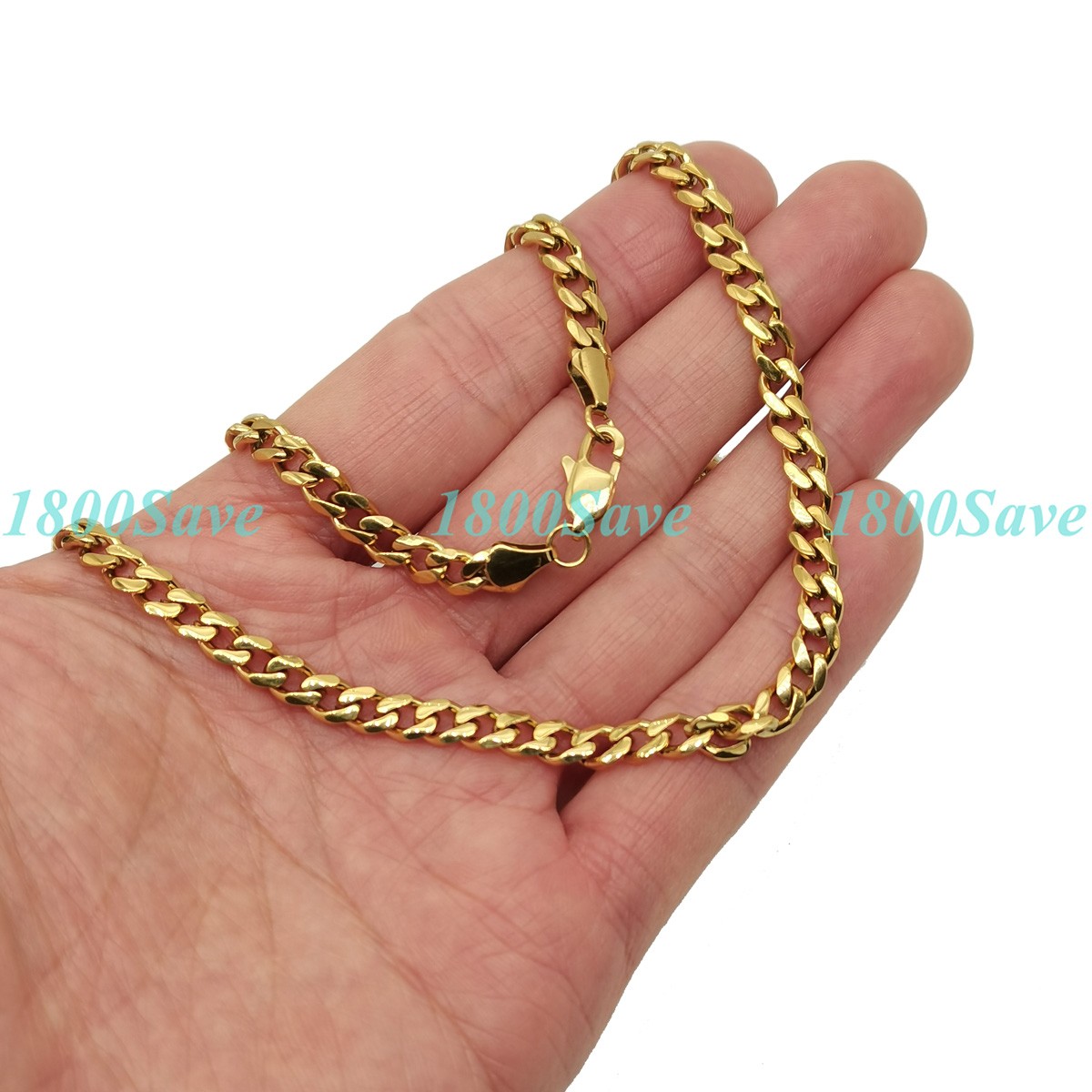 18K Yellow Gold Plated 16″/18″/20″/22″/24/26/28/30/32″ Cuban Chain Necklace J062
