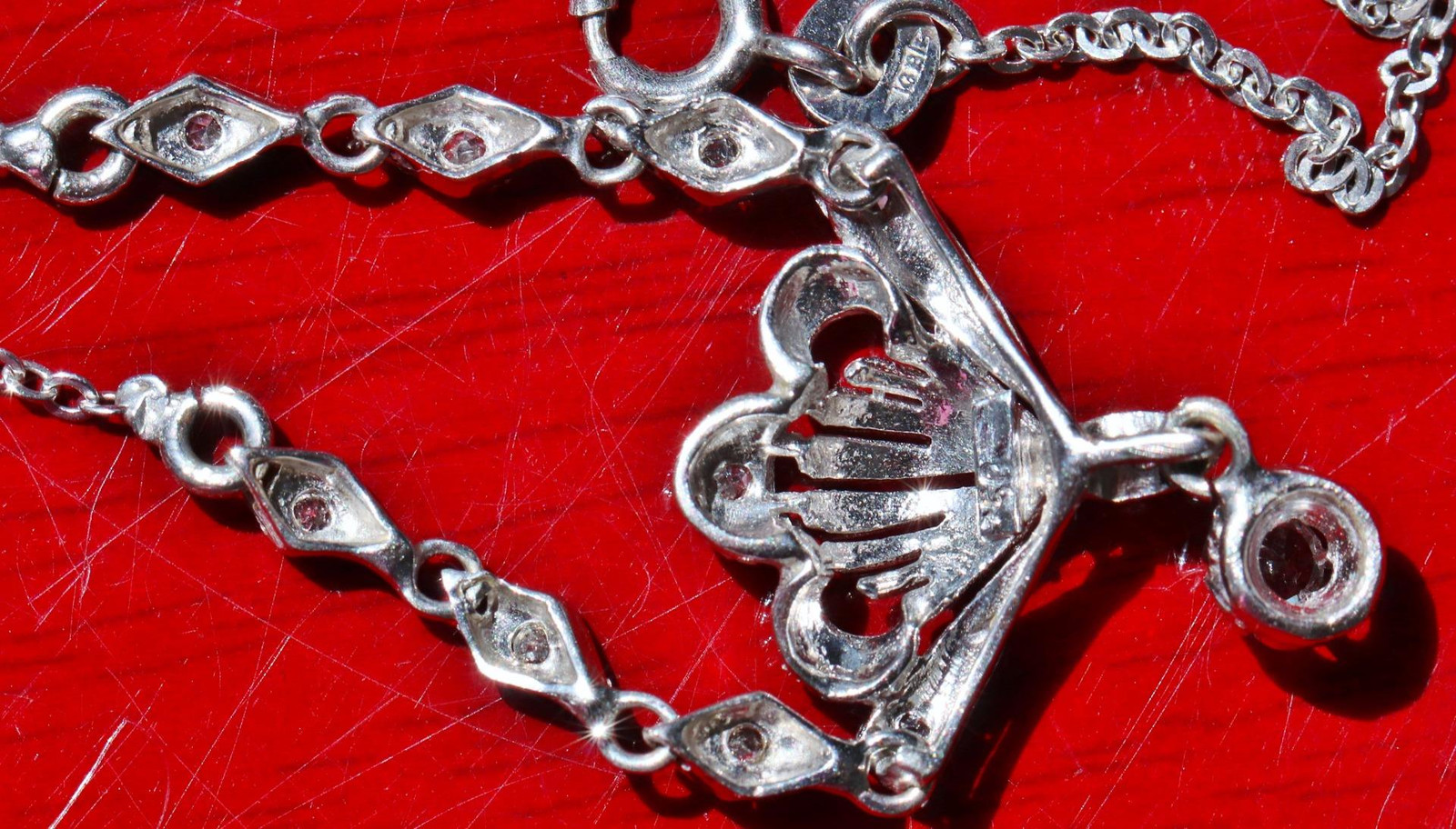 18k white gold necklace Italian 0.23ct white Sapphire 18.0″ dangle 4.95gr N788A