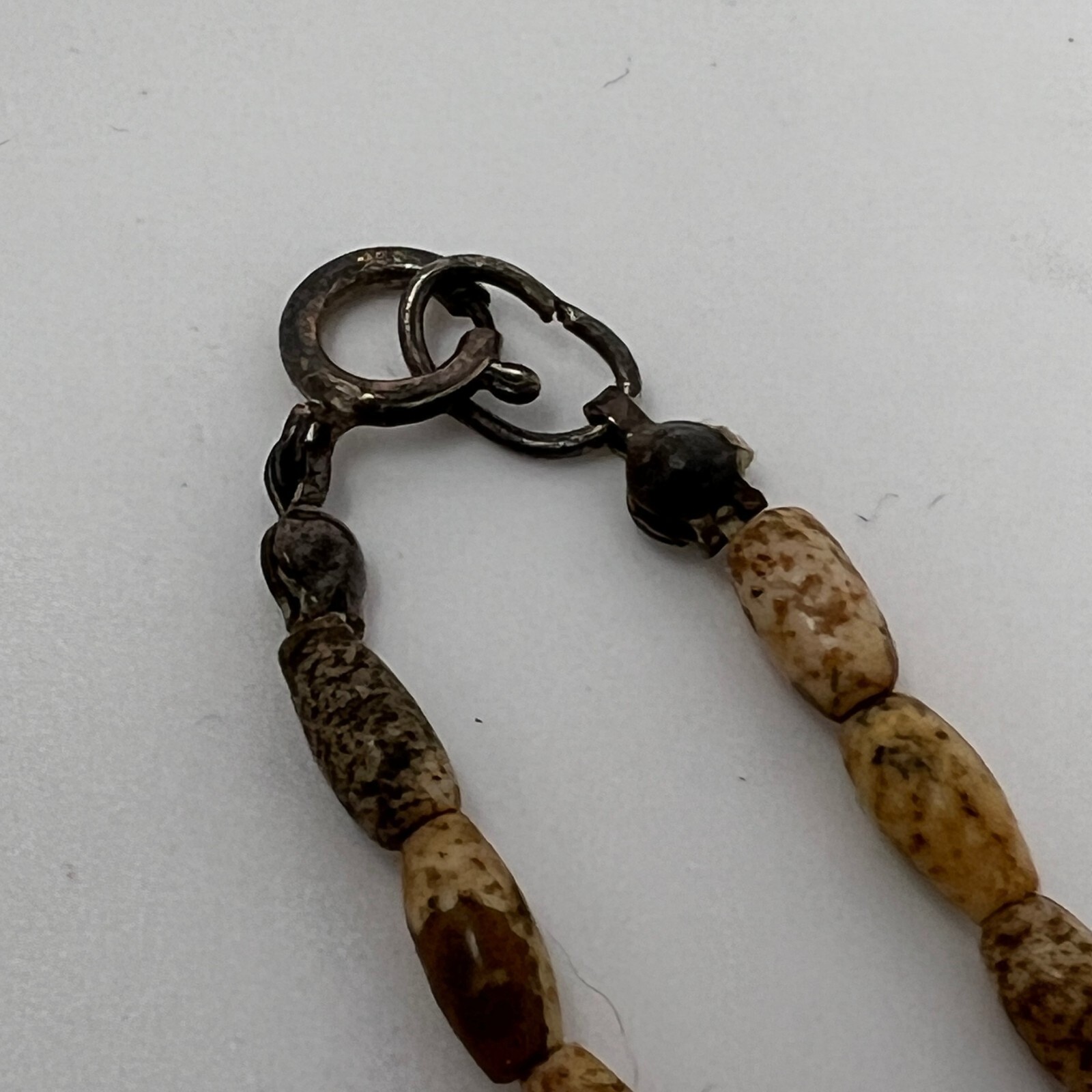 Earth Tone Beaded Necklace Brown Tan Cabochon Stone Pendant