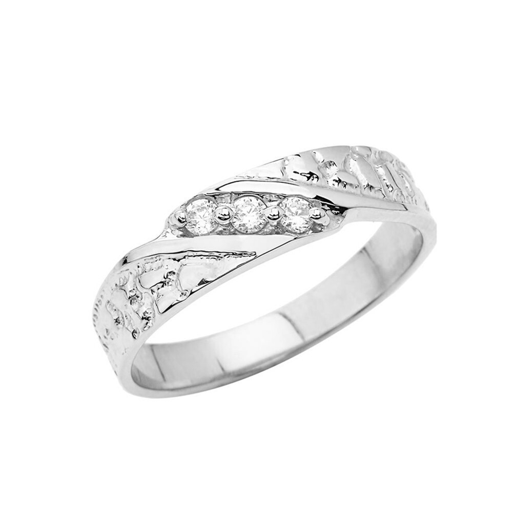 Nugget Wedding Band Ring In Sterling Silver
