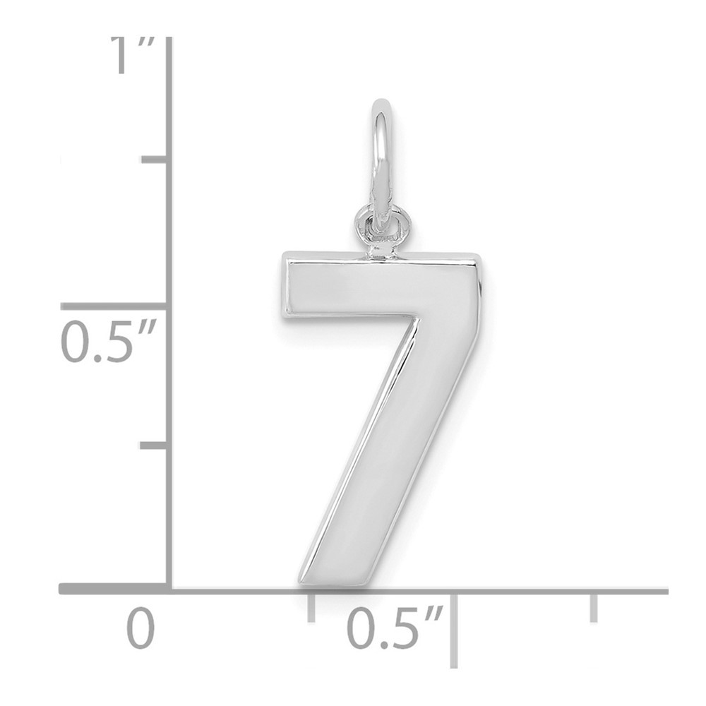 14k White Gold Medium Polished Number 7 Charm Pendant 0.76gm L-17.75mm