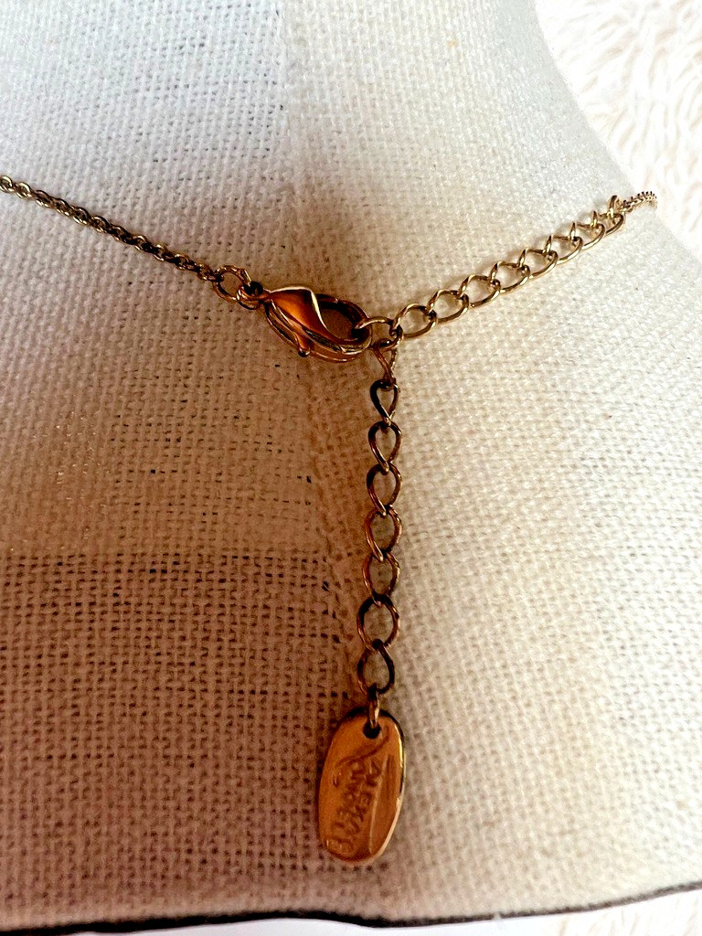 Alexa’s Angels Gold Tone Necklace Sunburst Charm Crystal Dainty Minimalist 17″