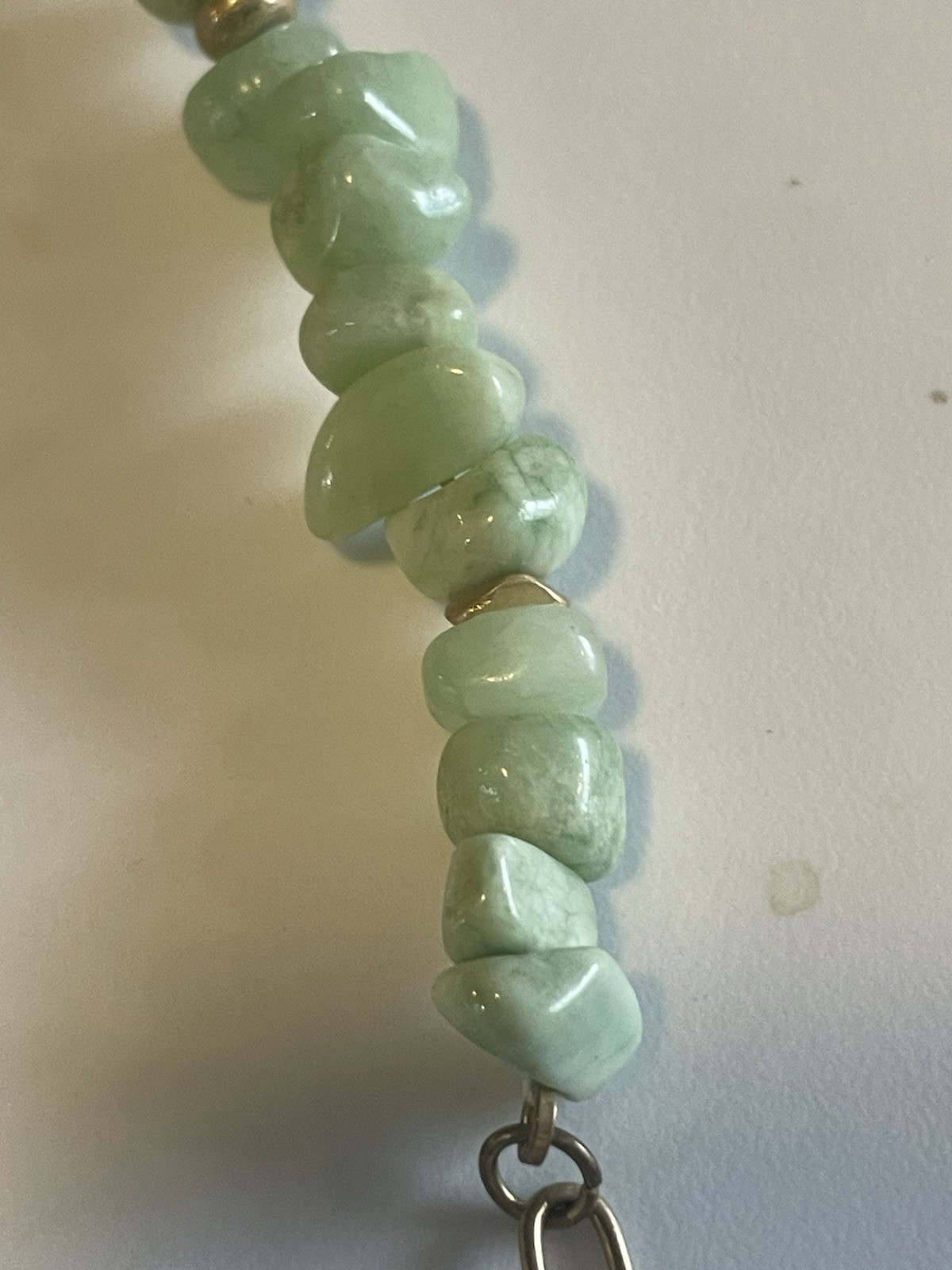 Amazonite Chip Bead Necklace Toggle Front Mint Green Stone 19” Chunky Boho