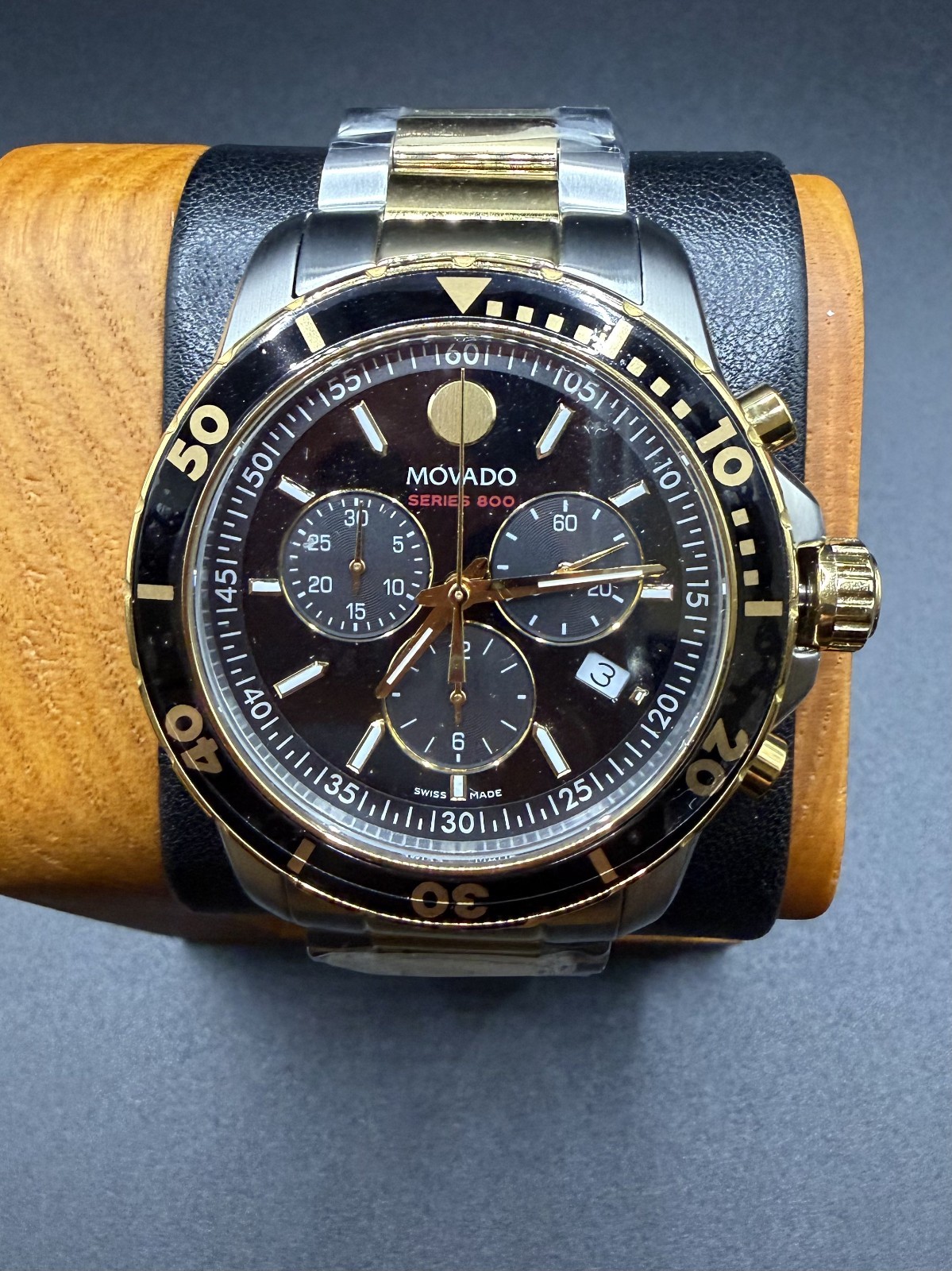 Movado Series 800 Men’s Two-Tone Black DIal Swiss Chronograph Watch – 2600146