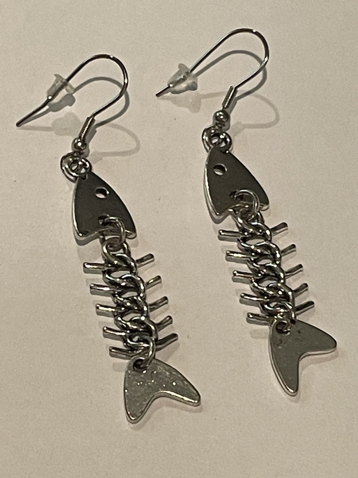 FISHBONE Silver EARRINGS Surgical Hooks Beach Sea Nautical Coastal Jewelry NEW