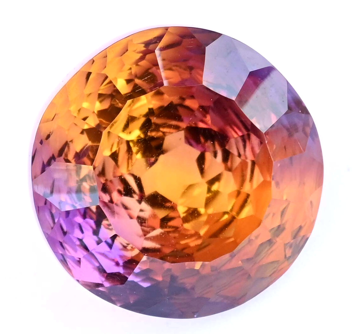 21.70 Ct Untreated Flawless Natural Bi-Color Ametrine Round Certified Gemstone