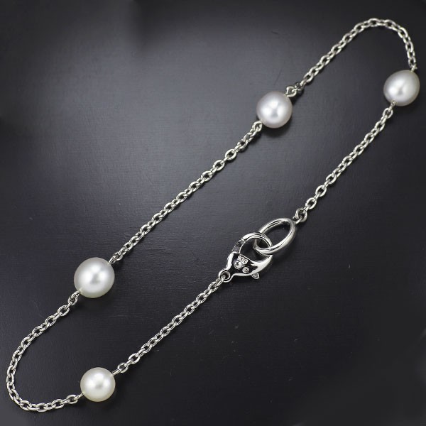 Mikimoto K18WG white pearl bracelet, width approx. 5.1-5.8 mm – Auth free shippi
