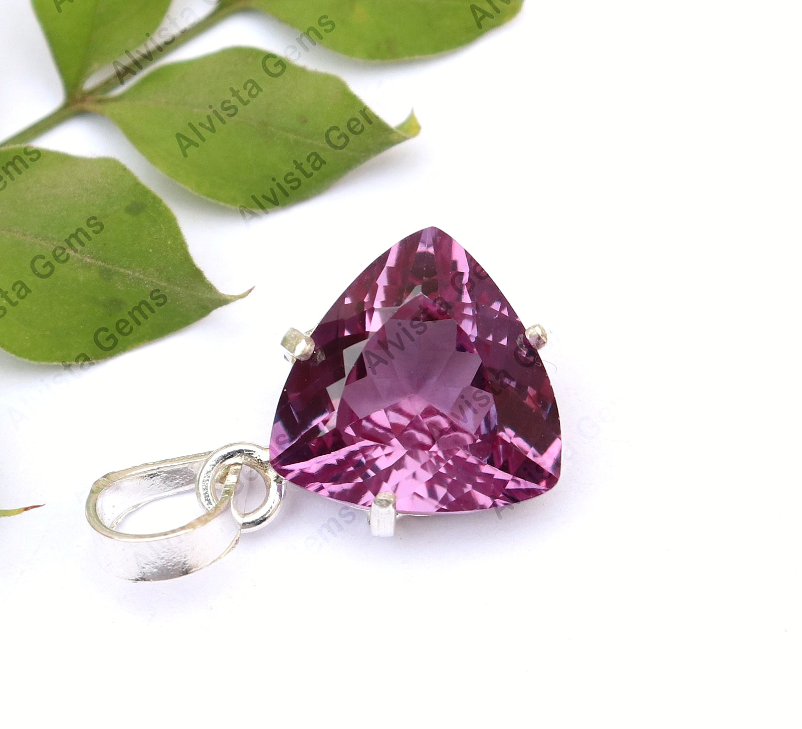 Natural Color Change Alexandrite Certified Trillion Gemstone Pendant 925 Silver