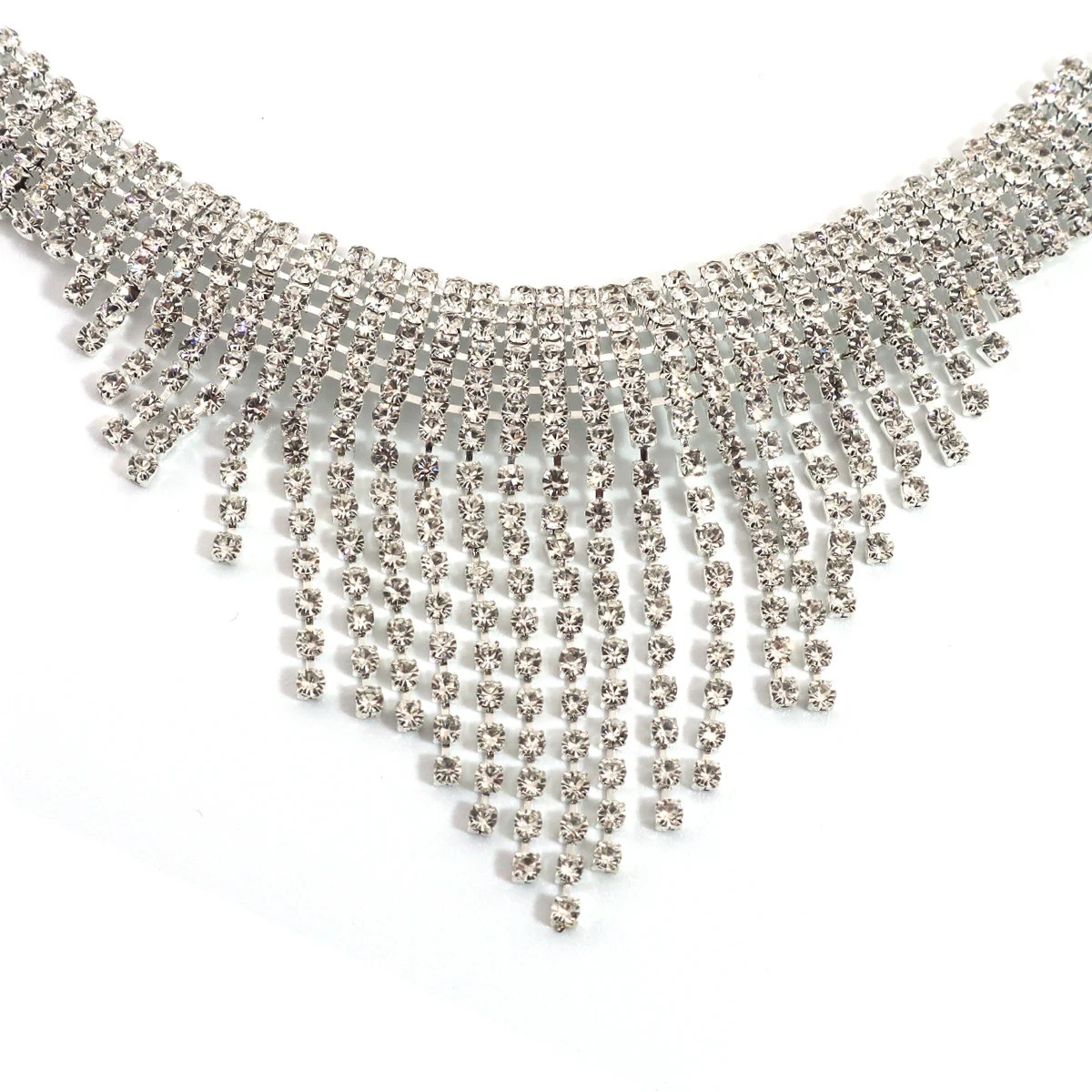 Women Rhinestone Tassel Necklace Jewelry Accessory Choker 96-3