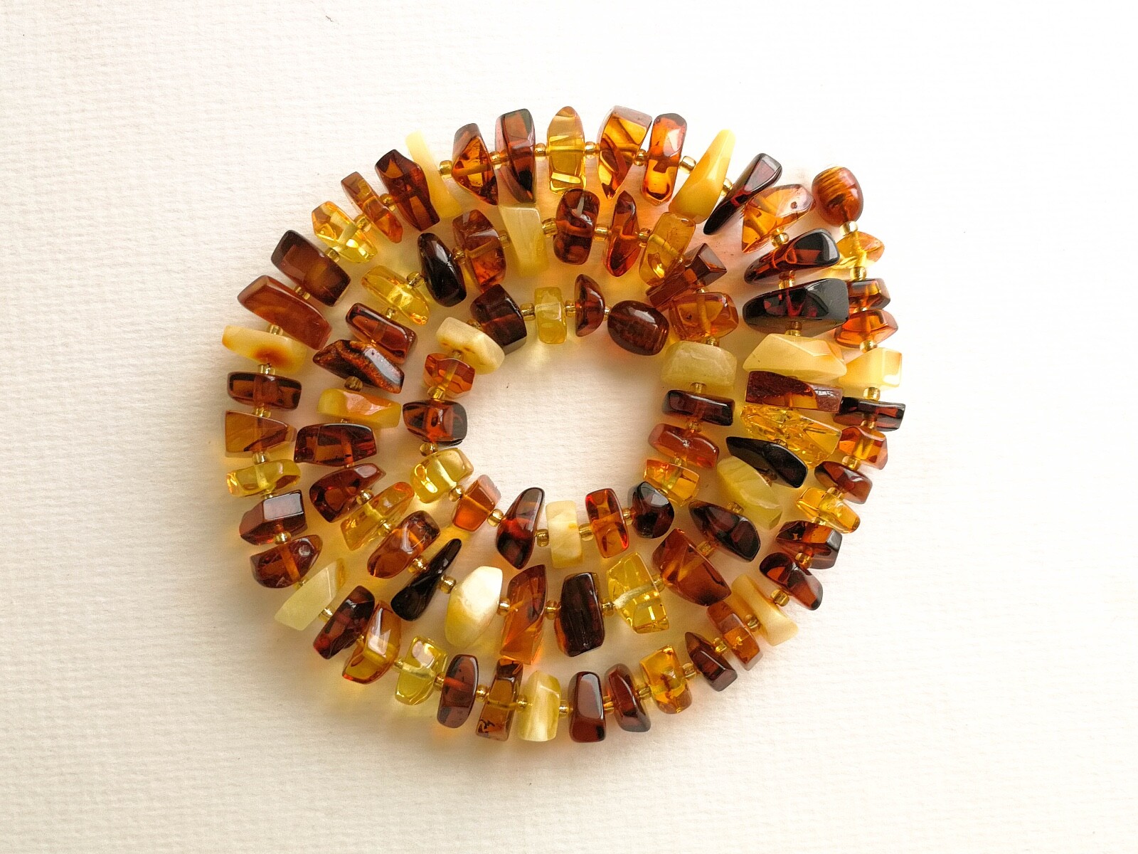 Natural Baltic Amber TORVELA necklace mix color faceted chips Bead 1oz 21,25in