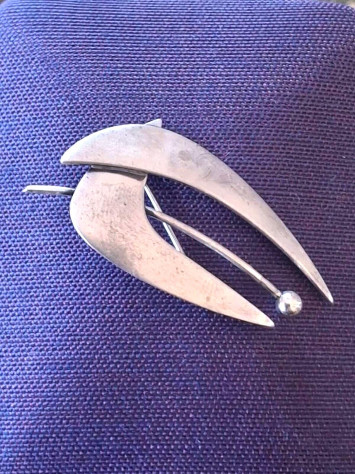 Vintage 1960s Midcentury ORB Otto Robert Bade Sterling Silver Modernist Brooch