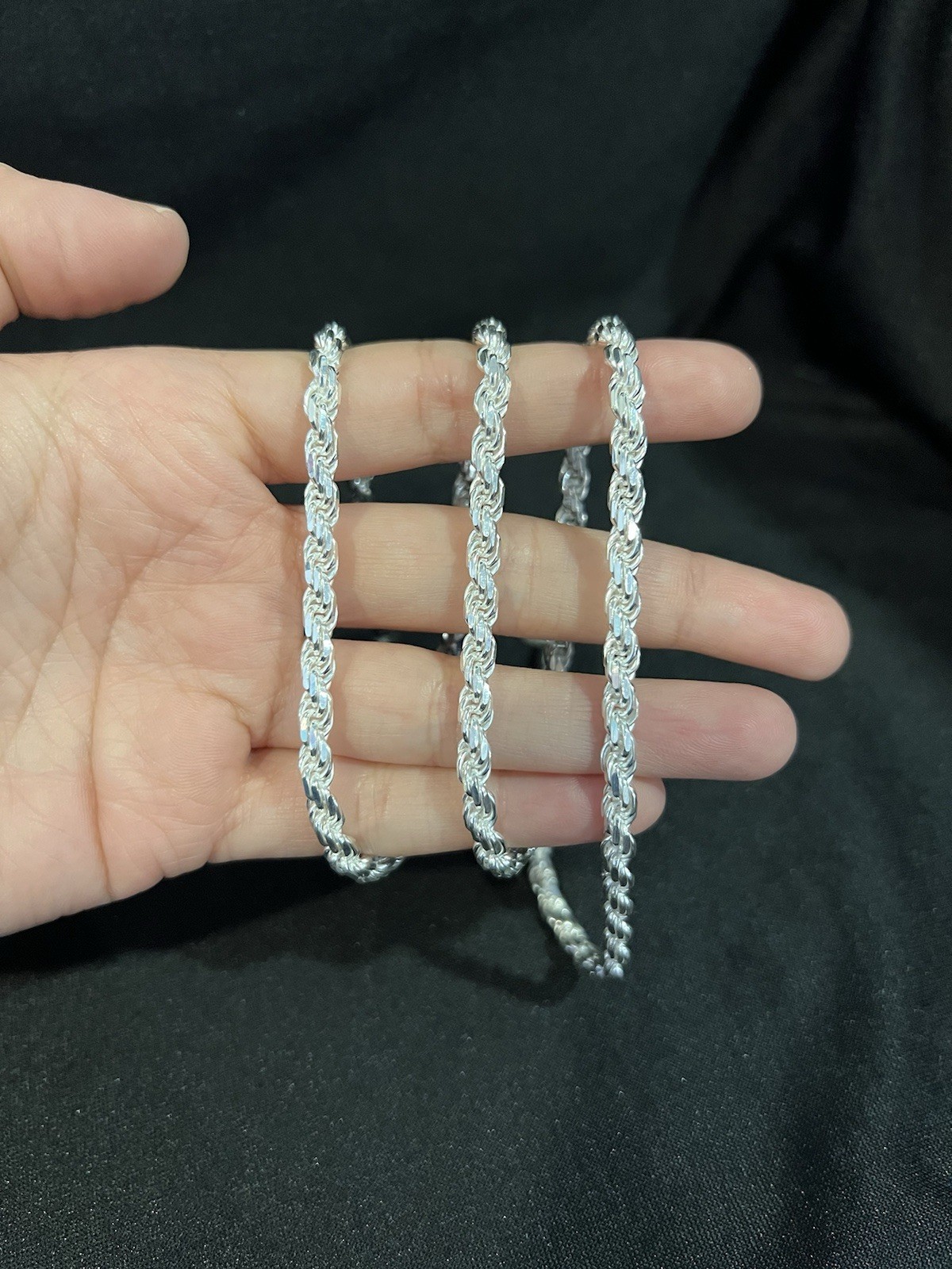 .925 Sterling Silver Men’s Male Women Twisted Rope LONG Chain Necklace 30 inches