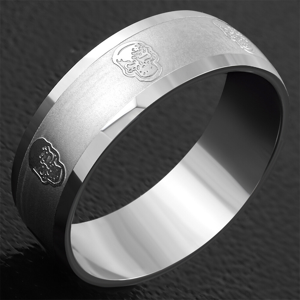 Men’s Stainless Steel Têtes De Mort Engraved Biker Ring RTH077