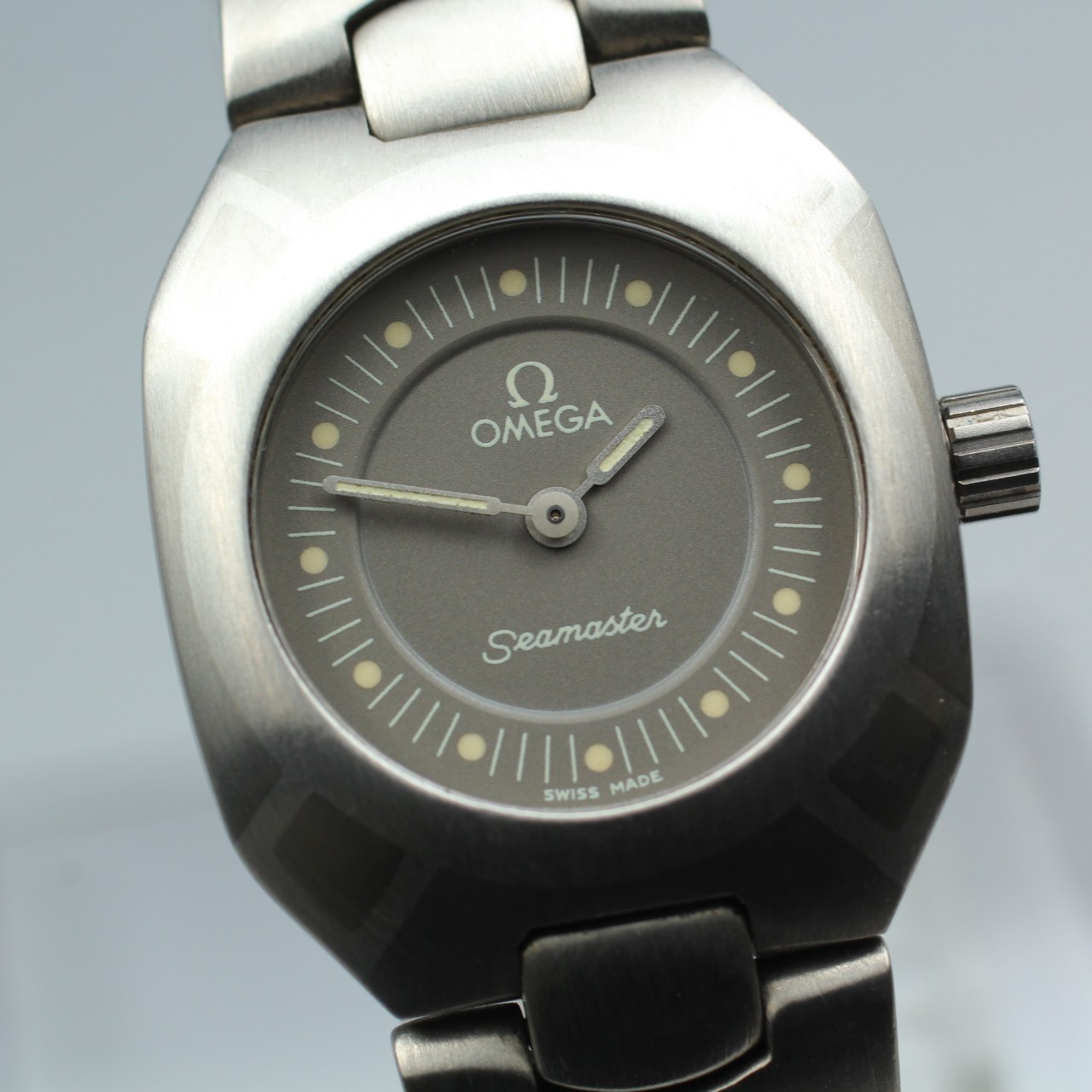 Rare [Mint] OMEGA Seamaster Polaris Titanium Palladium 22mm Ladies Qz Watch U418