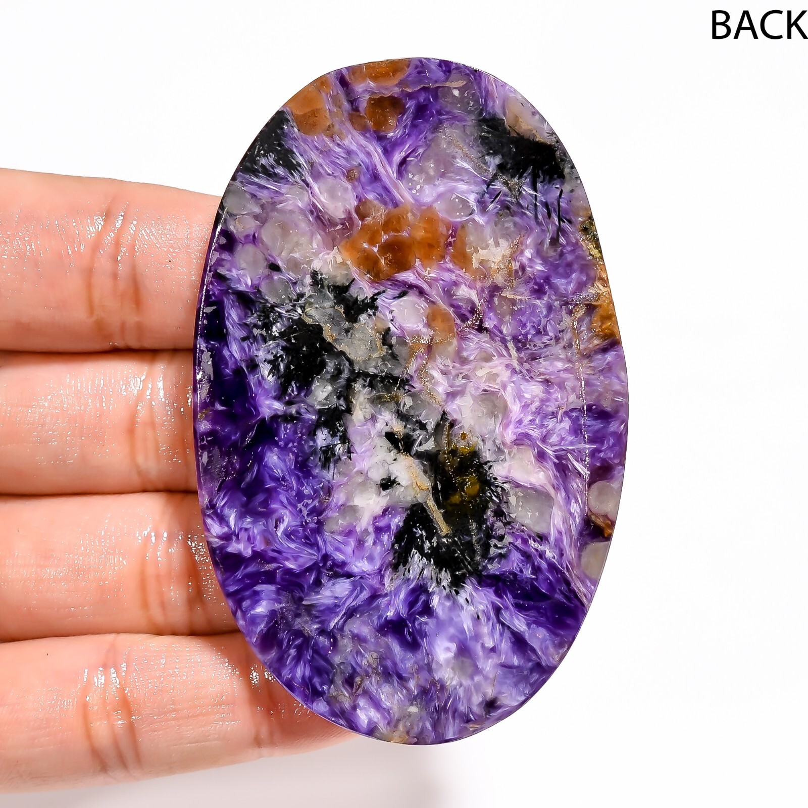 213.65CT Natural CHAROITE Cabochon Russian Charoite Oval Gemstone 47X74X6mm BC60