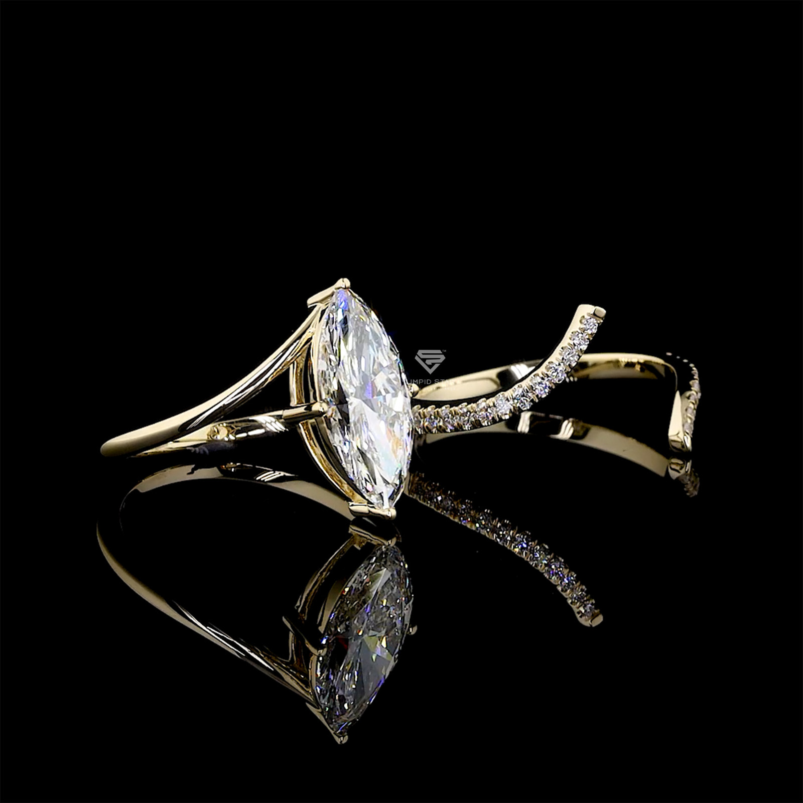 2.40CT Marquise Cut Lab Grown Diamond Ring G VS1 IGI 14K Yellow Gold Size 6