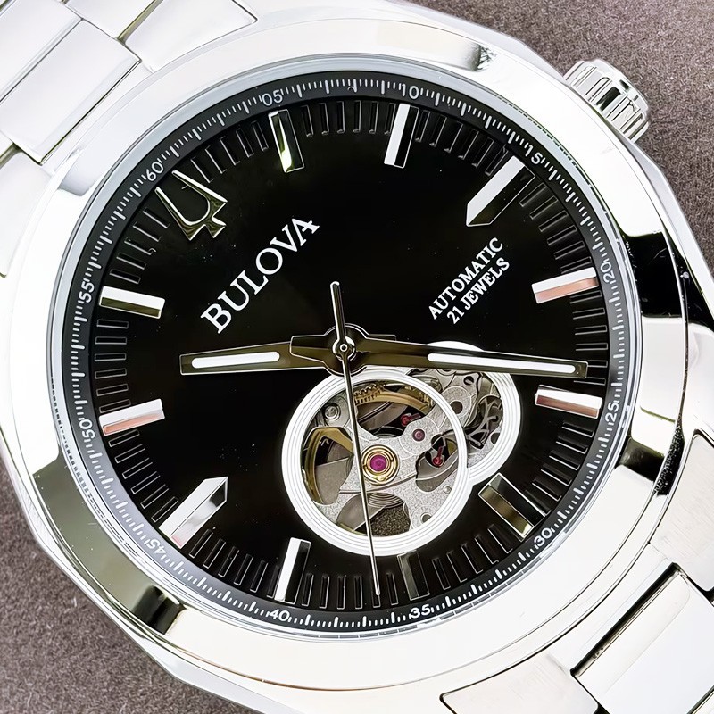 Bulova Surveyor 96A270 Automatic Black Dial Silver Strap Automatic Men’s Watch