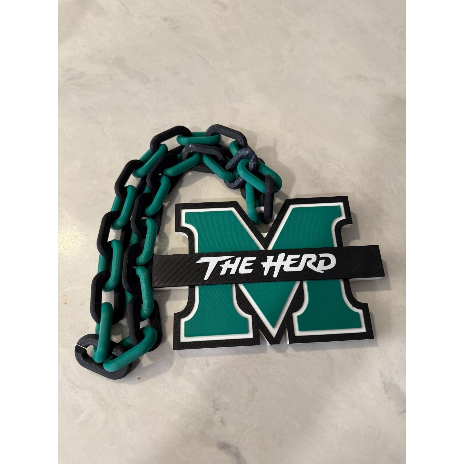 Marshall Thundering Herd Logo Oversized Necklace, Hype Chain “Thundering Herd”