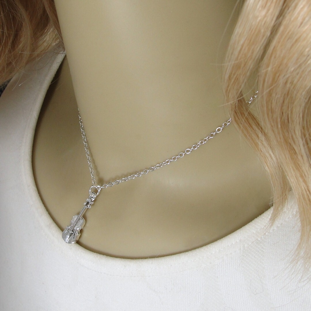 Silver Violin Necklace – Cello Necklace – Fiddle Charm – Violinist Jewelry