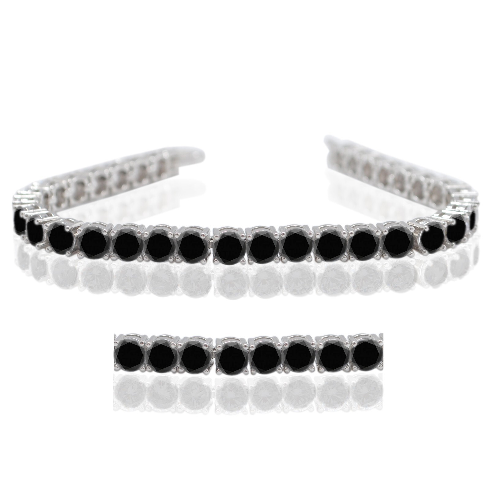 14.85Ct Round Cut Natural Black Diamond Women’s Bracelet In 925 Sterling Silver
