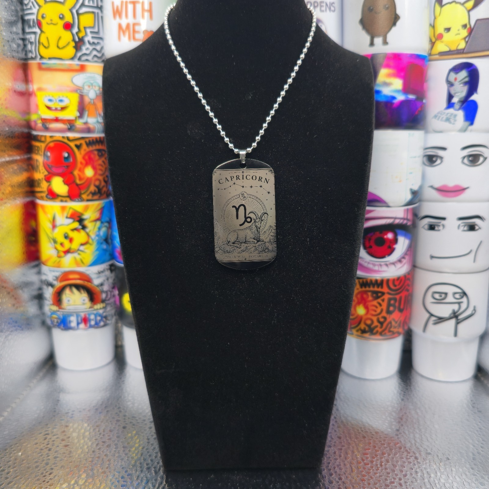 Capricorn 2 sided Zodiac Necklace with Astrological Horoscope Pendant